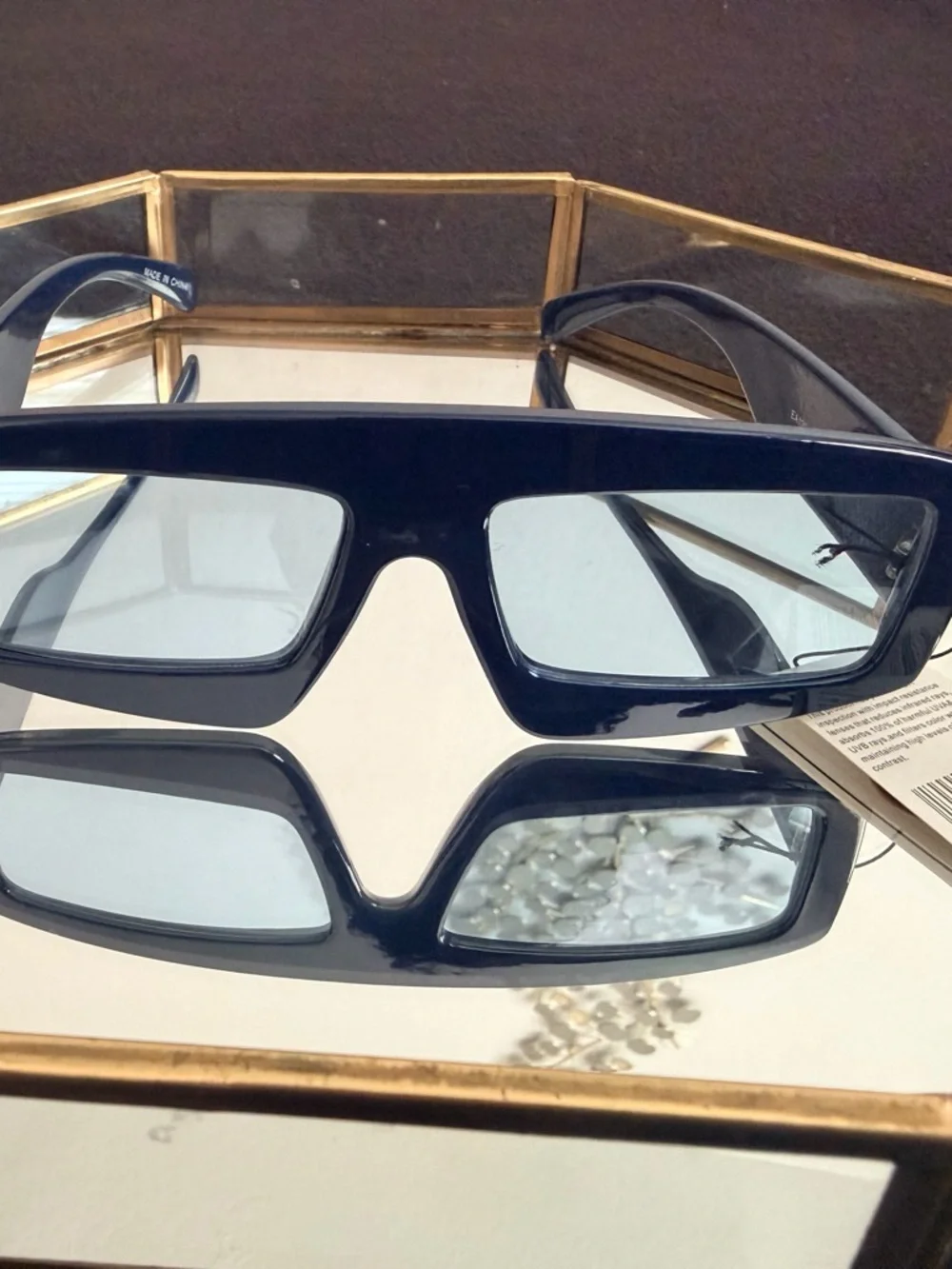 Vintage Navy Rectangular Sunglasses